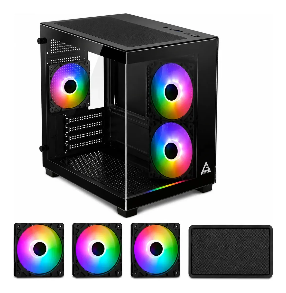 Gabinete Gamer Mid Tower com 3 Fans Lateral Vidro