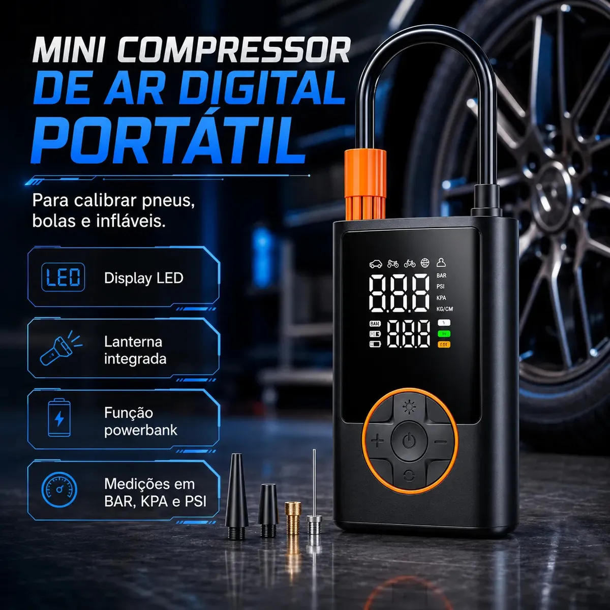 Compressor Portátil Digital Car Air Pump